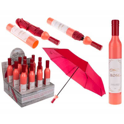 Składany parasol - butelka różowego wina