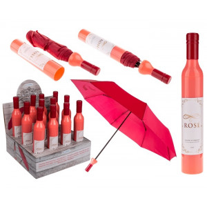Składany parasol - butelka różowego wina