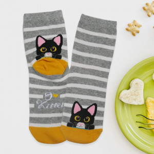 Lustige Socken - Kätzchen - grau