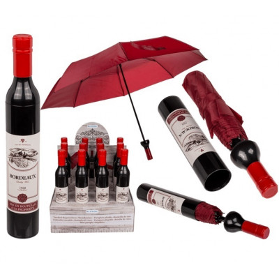 Skladací dáždnik - fľaša červeného vína