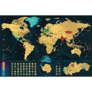 Stírací mapa světa - česká verze Deluxe XL