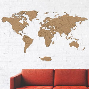 Drevená mapa na stenu