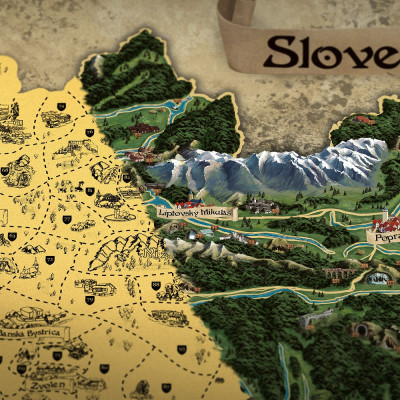 Stírací mapa Slovenska RETRO XL