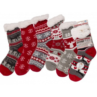 Teplé ponožky - vánoční - extra hrubé