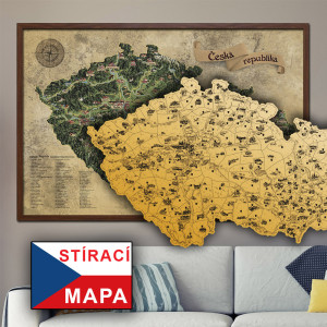 Stírací mapa Česka DELUXE XL