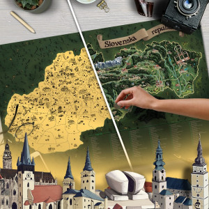 Stírací mapa Slovenska DELUXE XL - zlatá