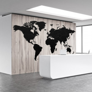 Luxusní dřevěná mapa na stěnu XXXXL černá