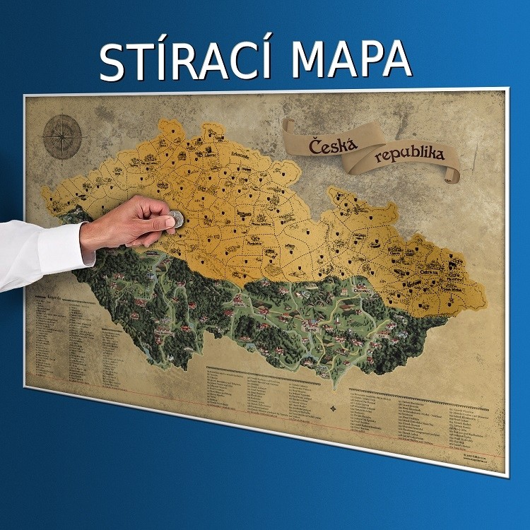 stírací mapa Stírací mapa Česka DELUXE XL   zlatá   Cestovatelské mapy  stírací mapa