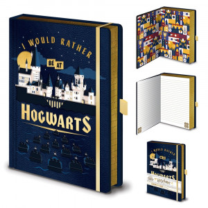 Harry Potter - prémium jegyzetfüzet Roxfort - kék