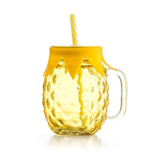 Retro smoothie pohár - 6 db ananász